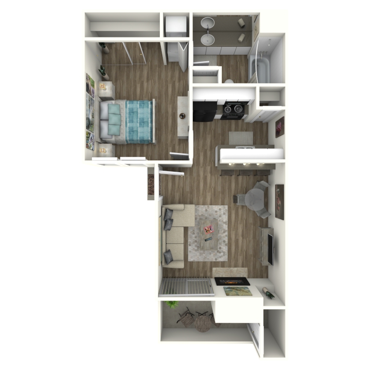Floor plan image of A2 1 Bed 1 Bath