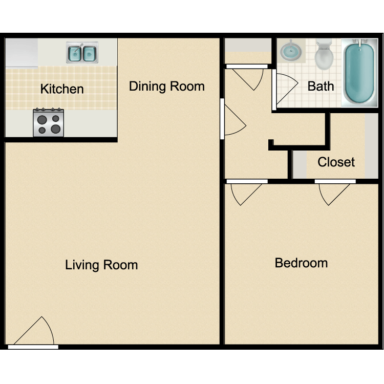 Floor plan image of One Bedroom