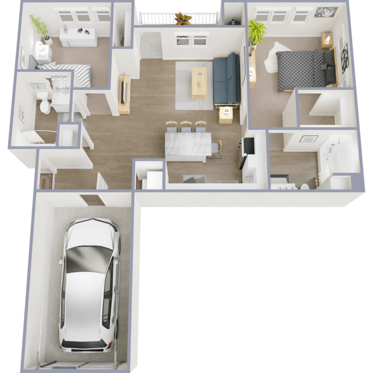 Agave, a 2 bedroom 2 bathroom floor plan.