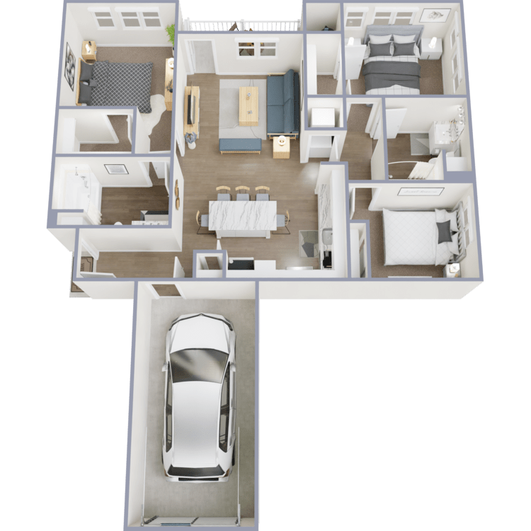 Yarrow, a 3 bedroom 2 bathroom floor plan.