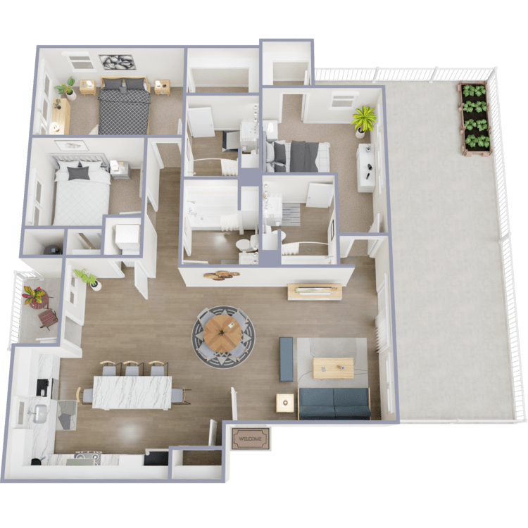 Kingcup, a 3 bedroom 3 bathroom floor plan.