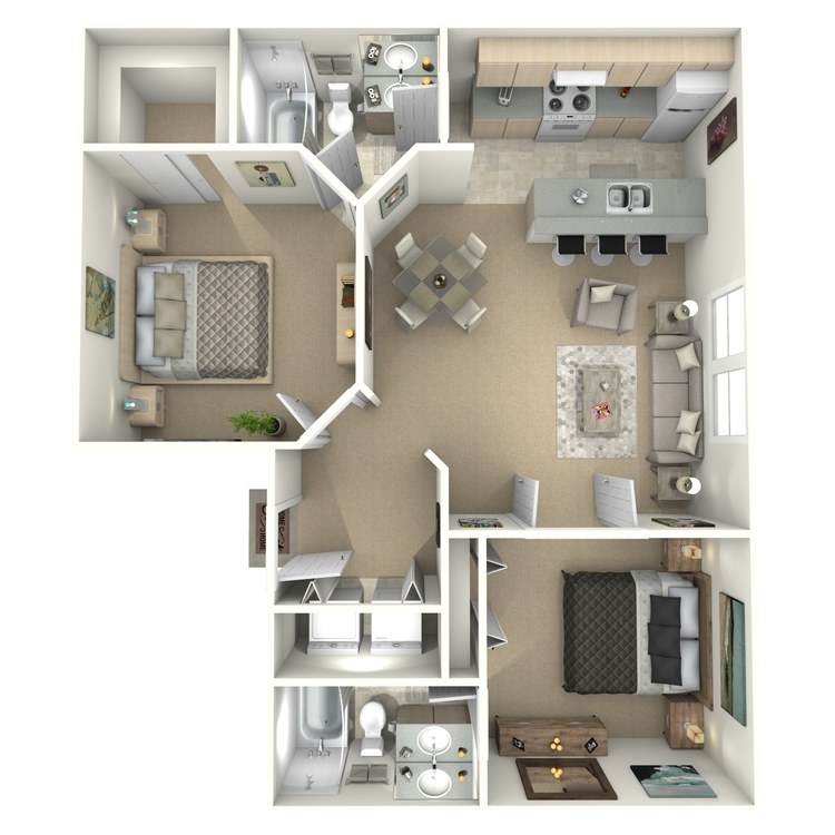 Floor plan image of 2 Bed 2 Bath