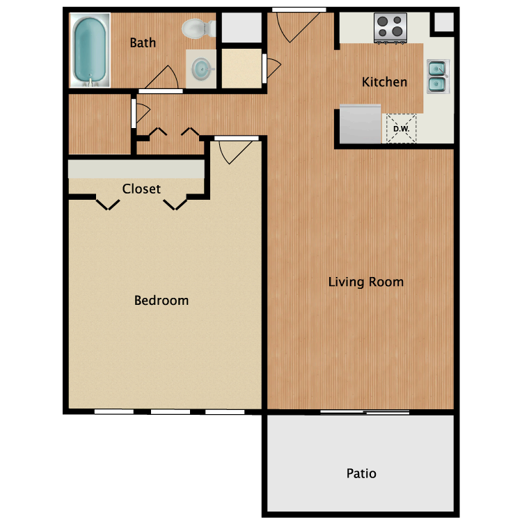 Floor plan image of 1 Bed 1 Bath