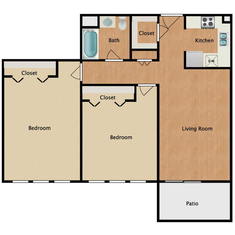 Floor plan image of 2 Bed 1 Bath