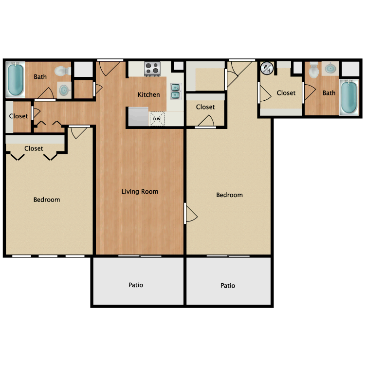 Floor plan image of 2 Bed 2 Bath