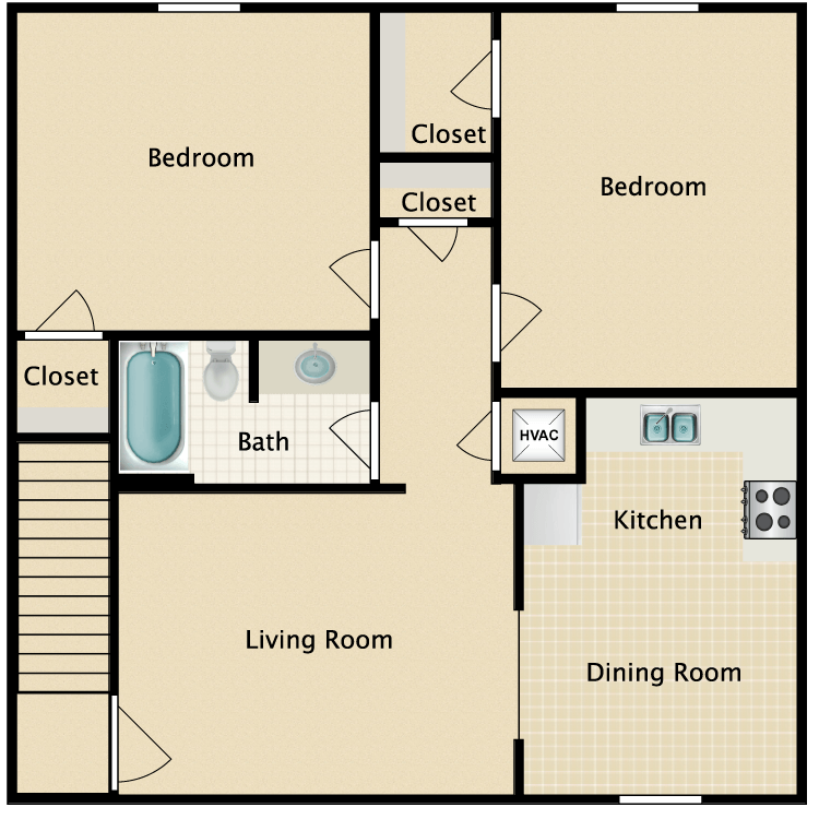 Floor plan image of Two Bedroom Flat