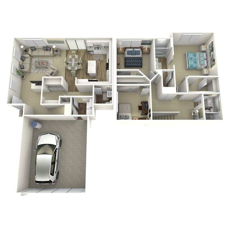 Plan C, a arbor lane apartment home 2.5 bathroom floor plan.