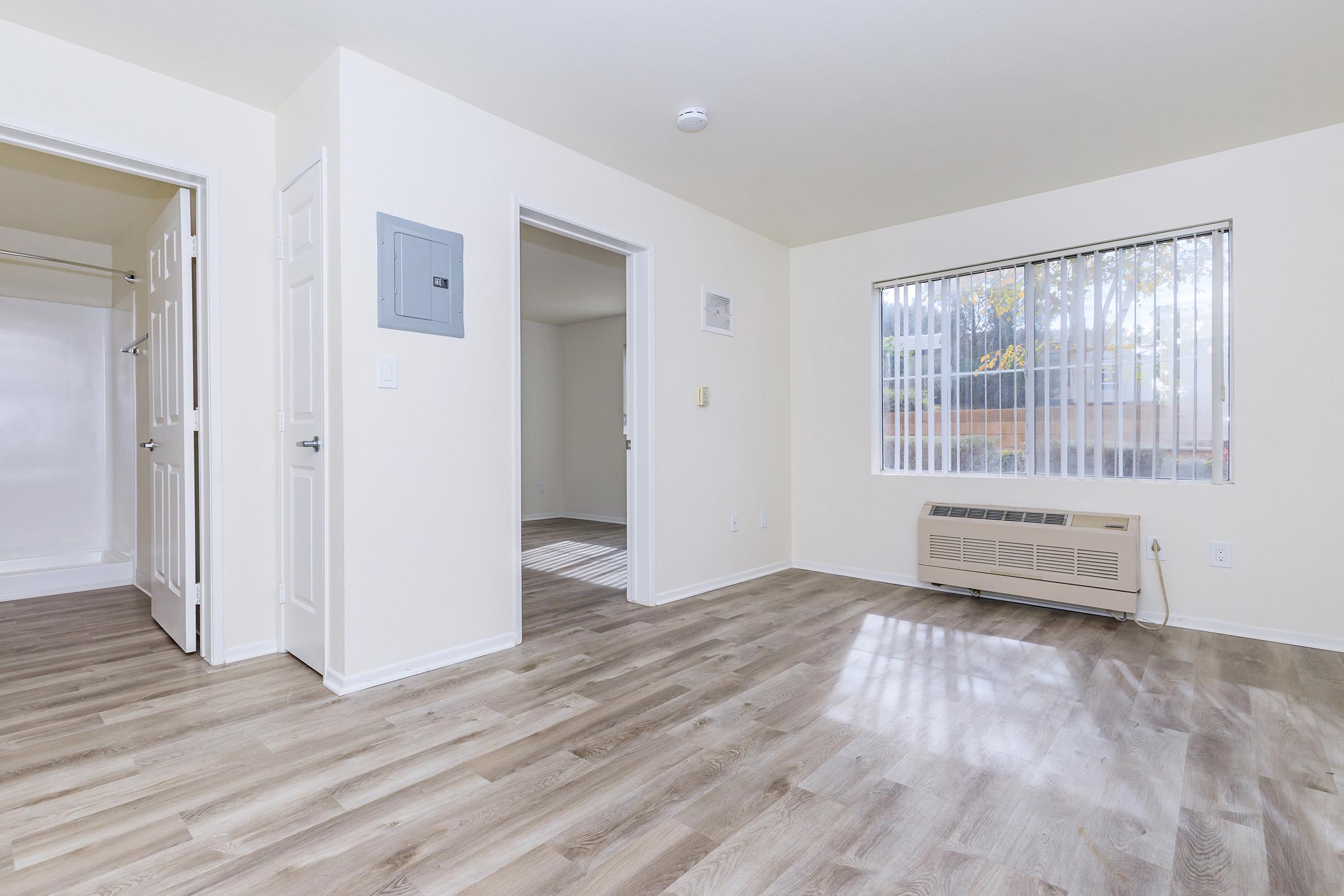 a room with a wood floor