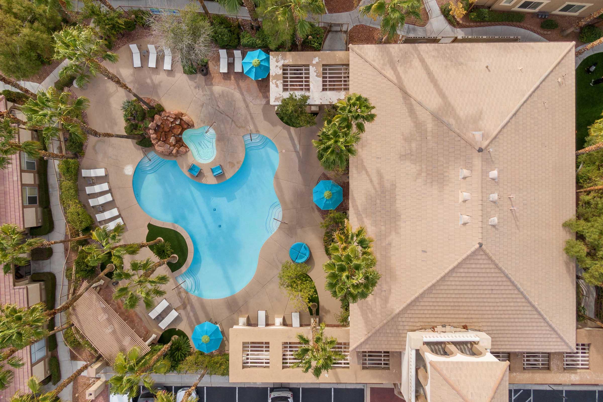 aerial view of swimming pool