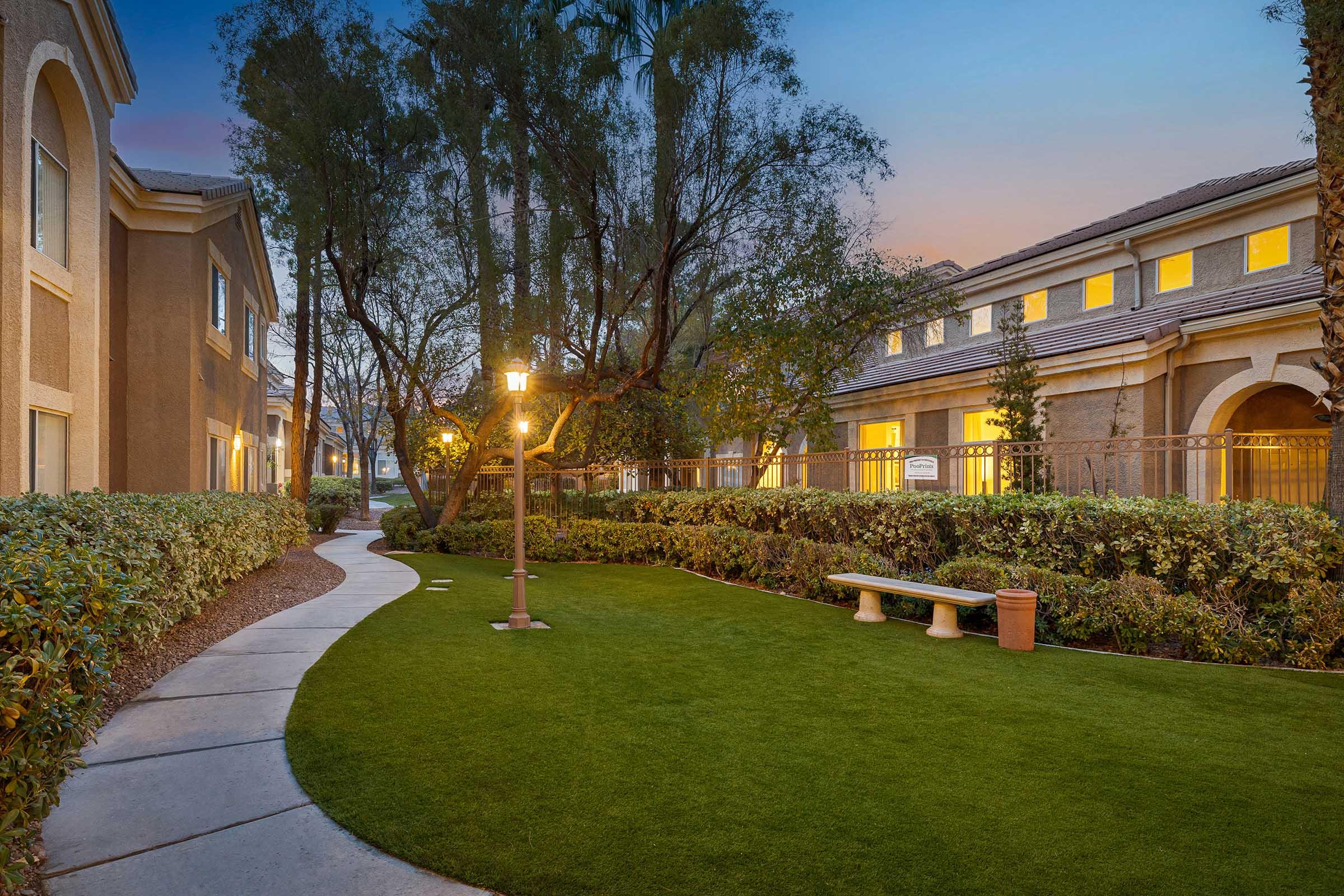 courtyard at dusk