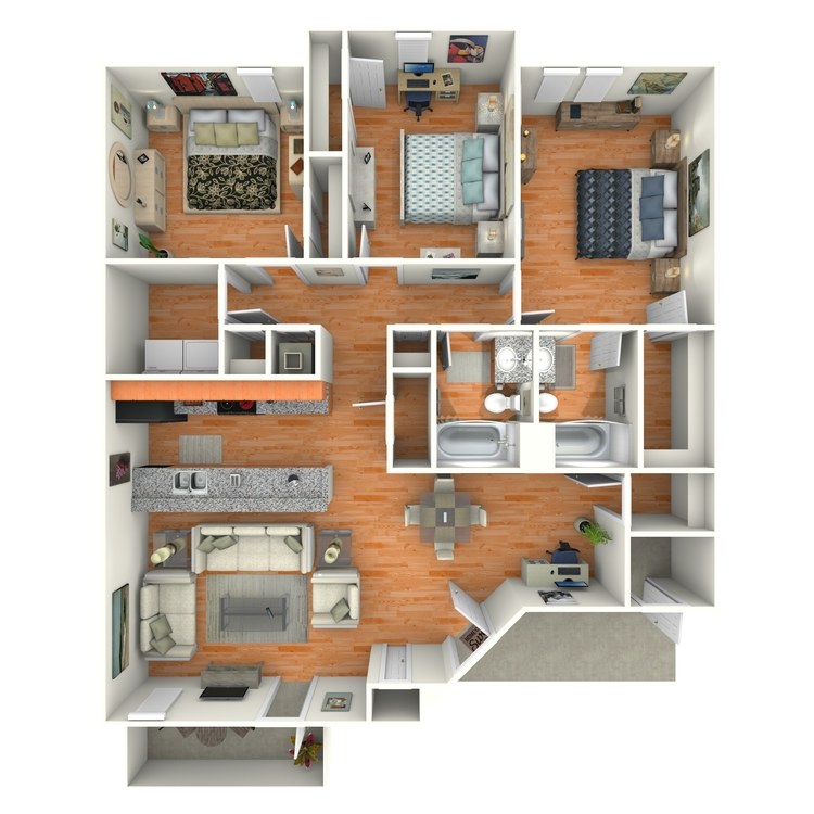 Floor plan image of 3 Bed 2 Bath