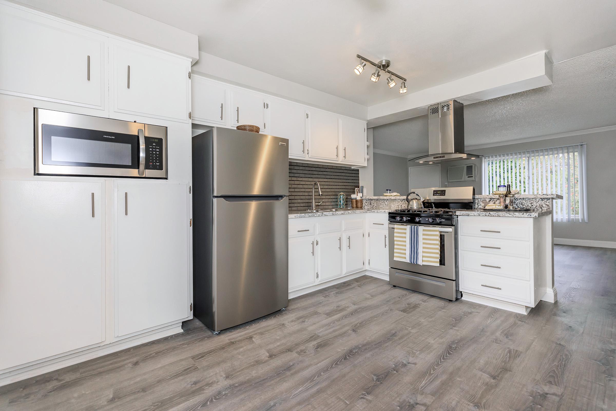 Kitchen with stainless steel appliances