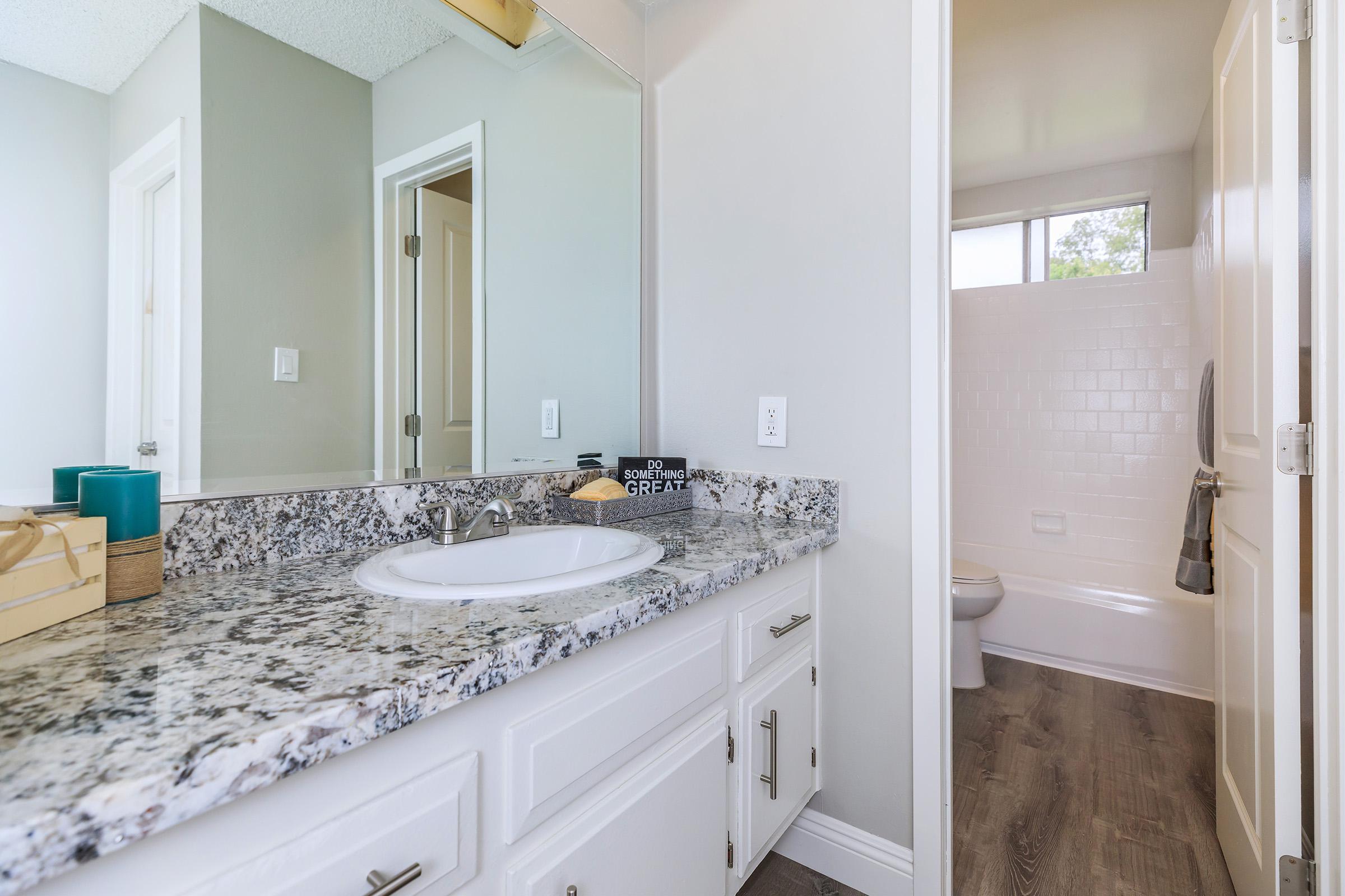 Bathroom with granite countertops