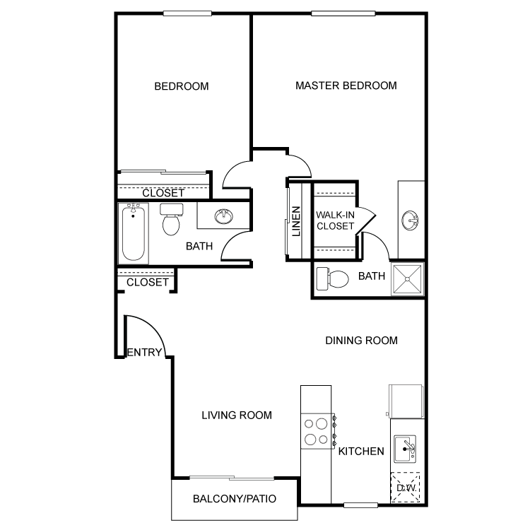Floor plan image of 2 Bed 2 Bath