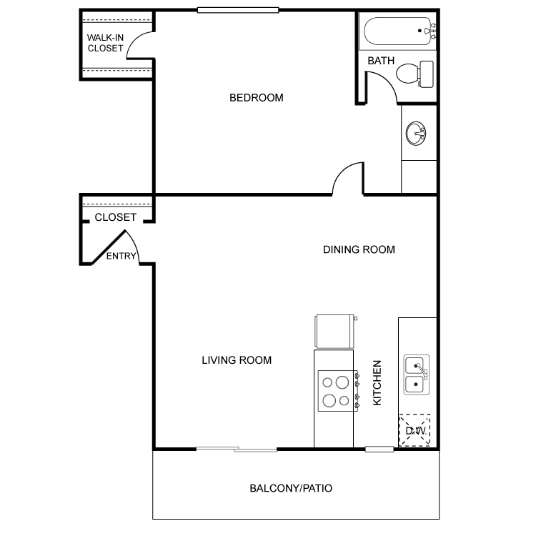 Floor plan image of 1 Bed 1 Bath A