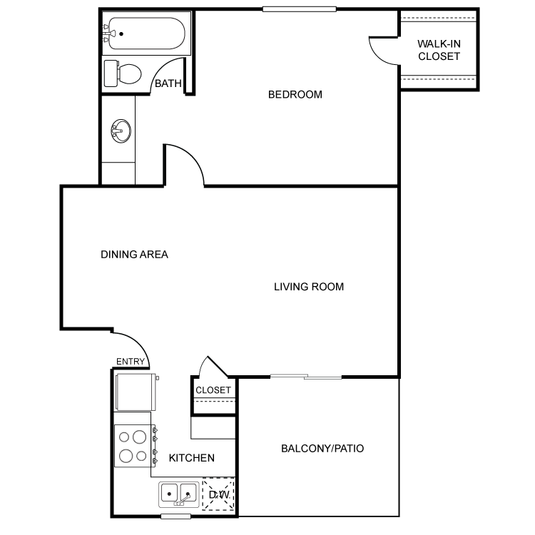 Floor plan image of 1 Bed 1 Bath B
