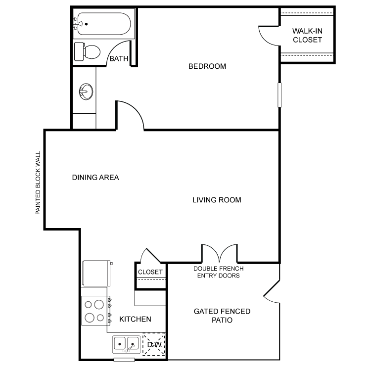 Floor plan image of 1 Bed 1 Bath C