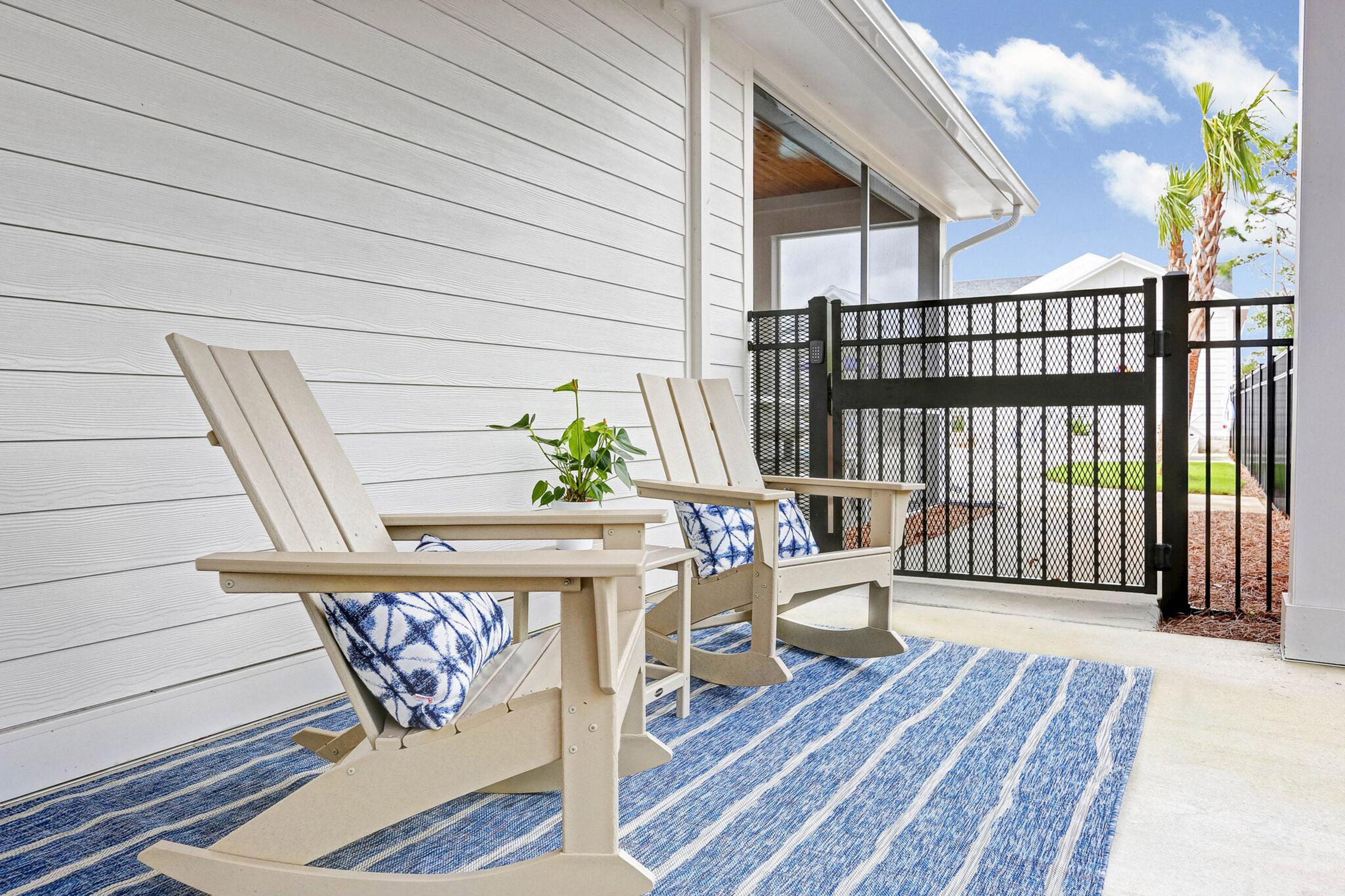 Fenced in patios at The Townhomes at Beau Rivage in Wilmington, North Carolina.