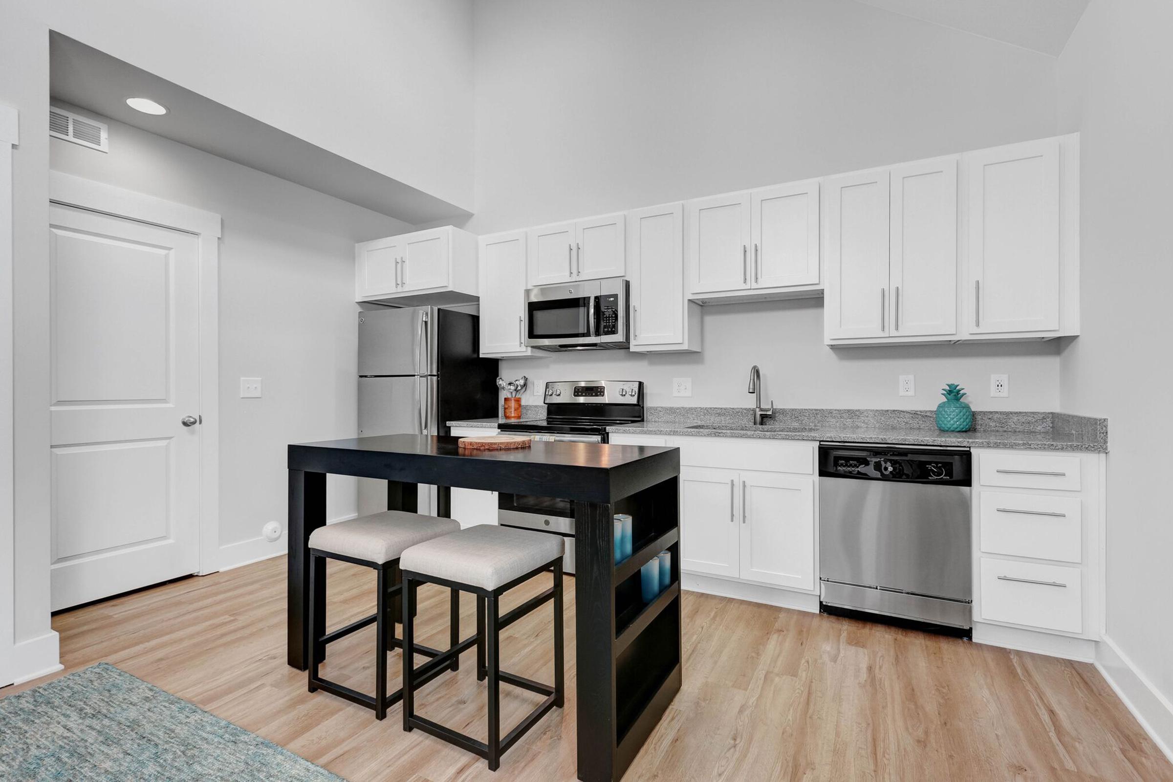 Modern kitchens in The Townhomes at Beau Rivage in Wilmington, NC.