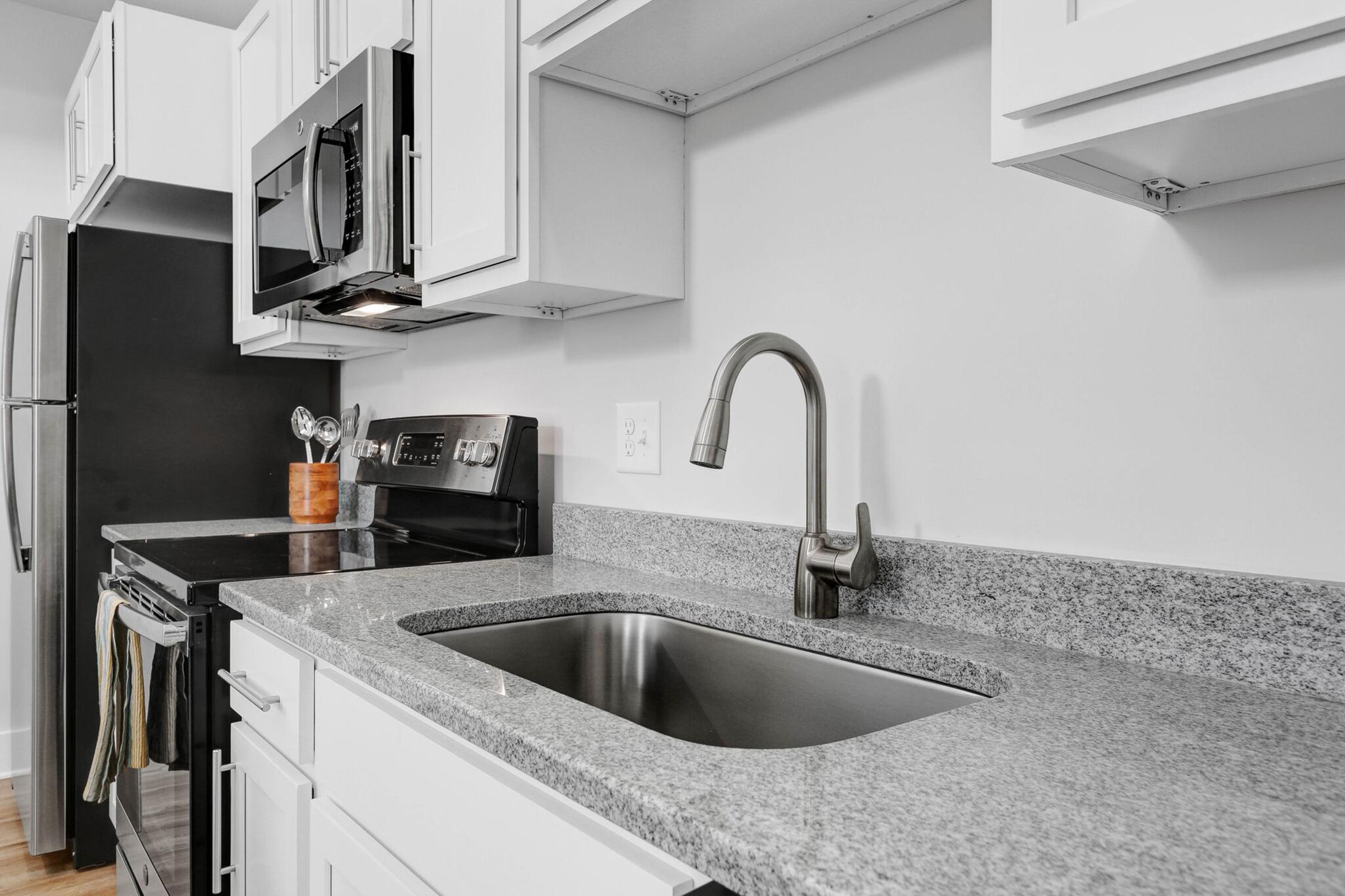 Stainless steel appliances at The Townhomes at Beau Rivage in Wilmington, NC.