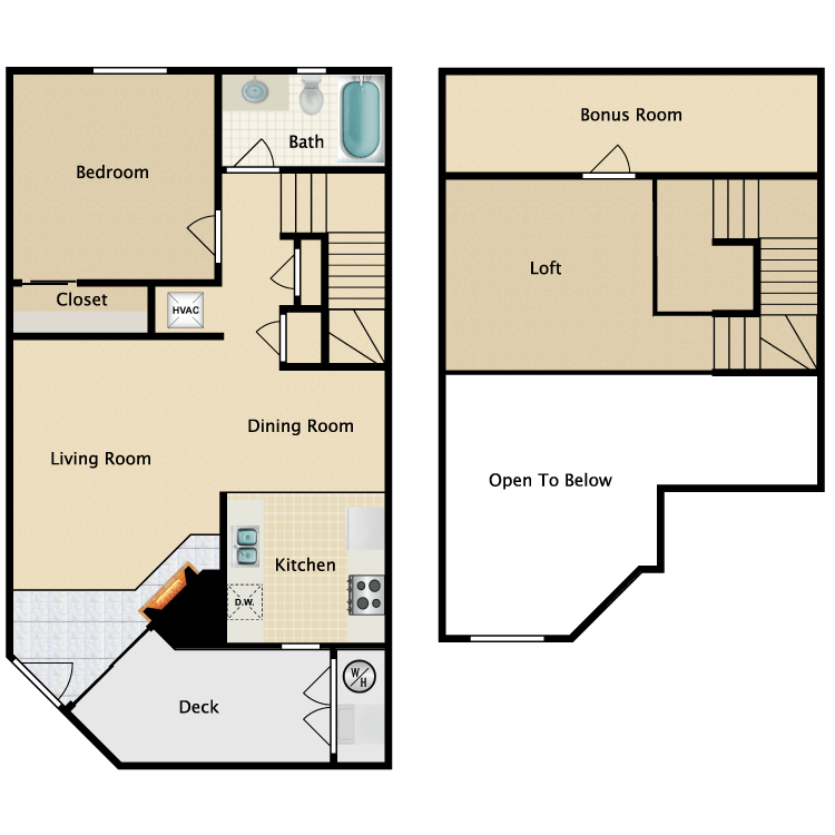 Floor plan image of Plan A 1 Bed 1 Bath with Loft