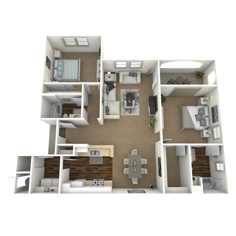 Santa Cruz, a 2 bedroom 2 bathroom floor plan.