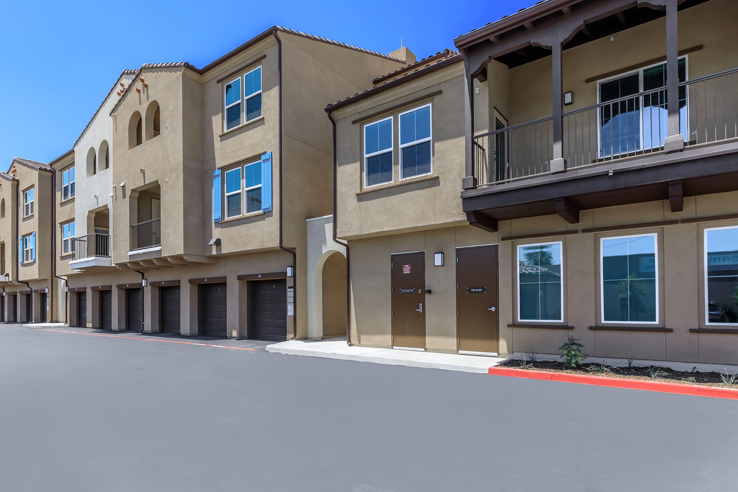 Rancho Monte Vista Luxury Apartment Homes community buildings with attached garages