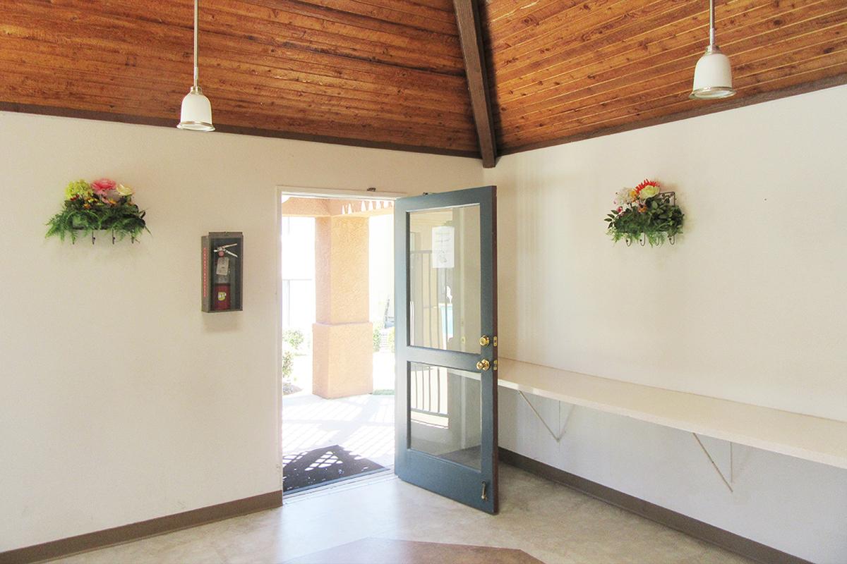 a kitchen with a wooden floor