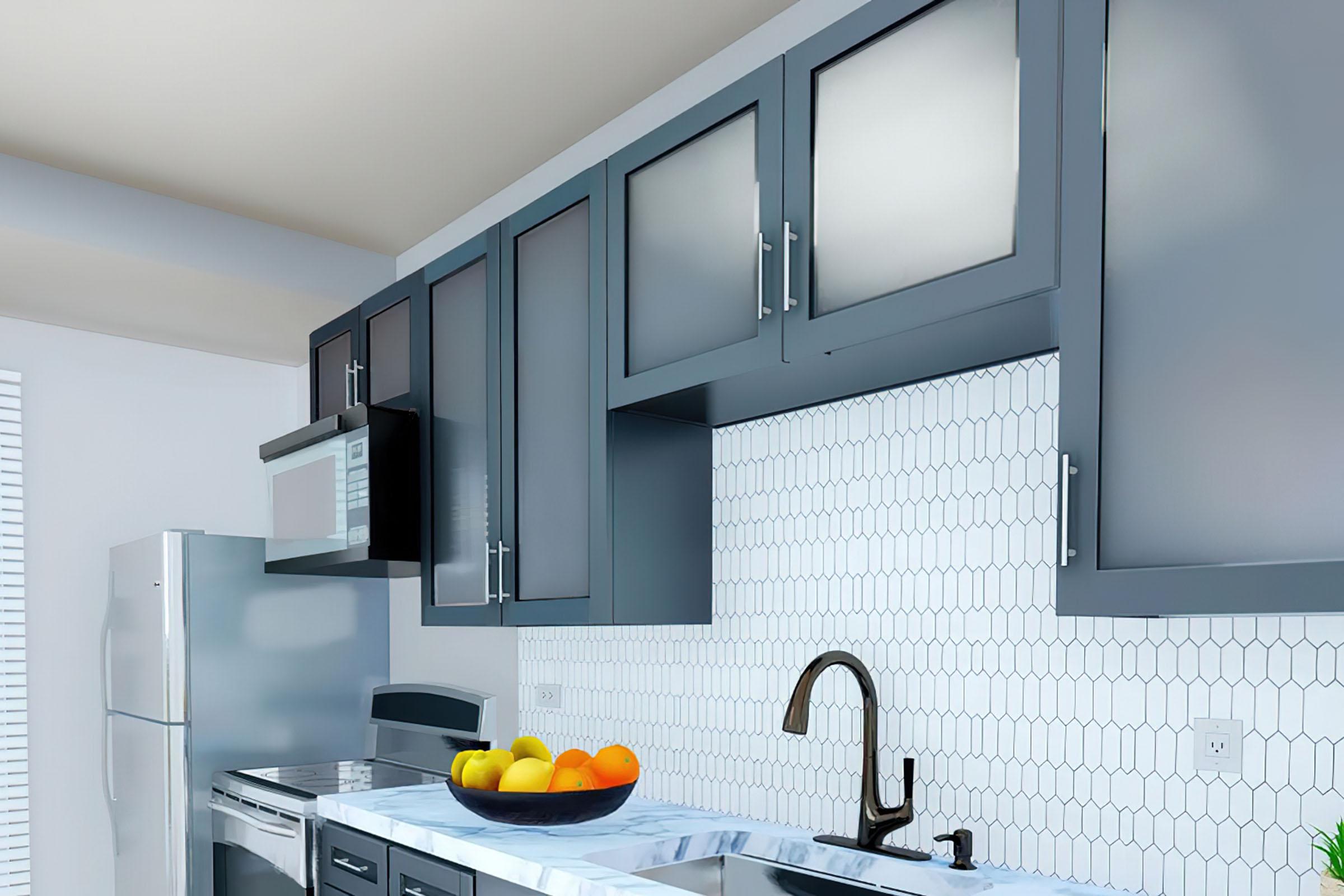 a kitchen with a sink and a window