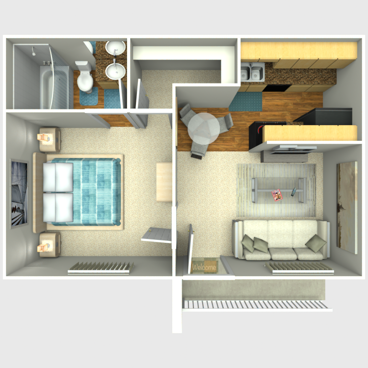 Floor plan image of 1 Bed 1 Bath A