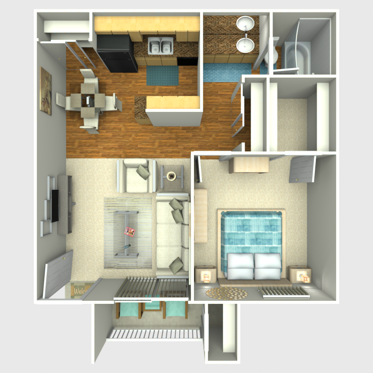 Floor plan image of 1 Bed 1 Bath B