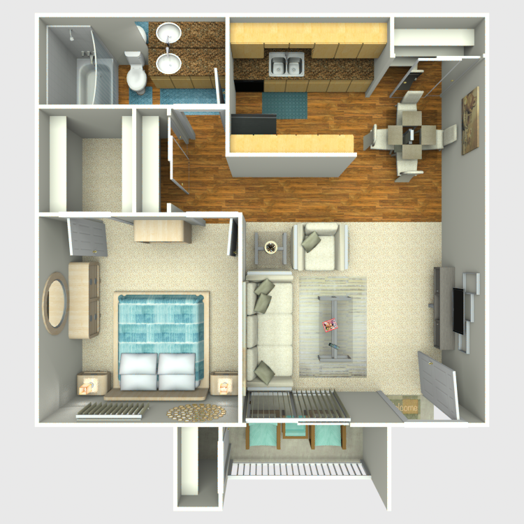 Floor plan image of 1 Bed 1 Bath C