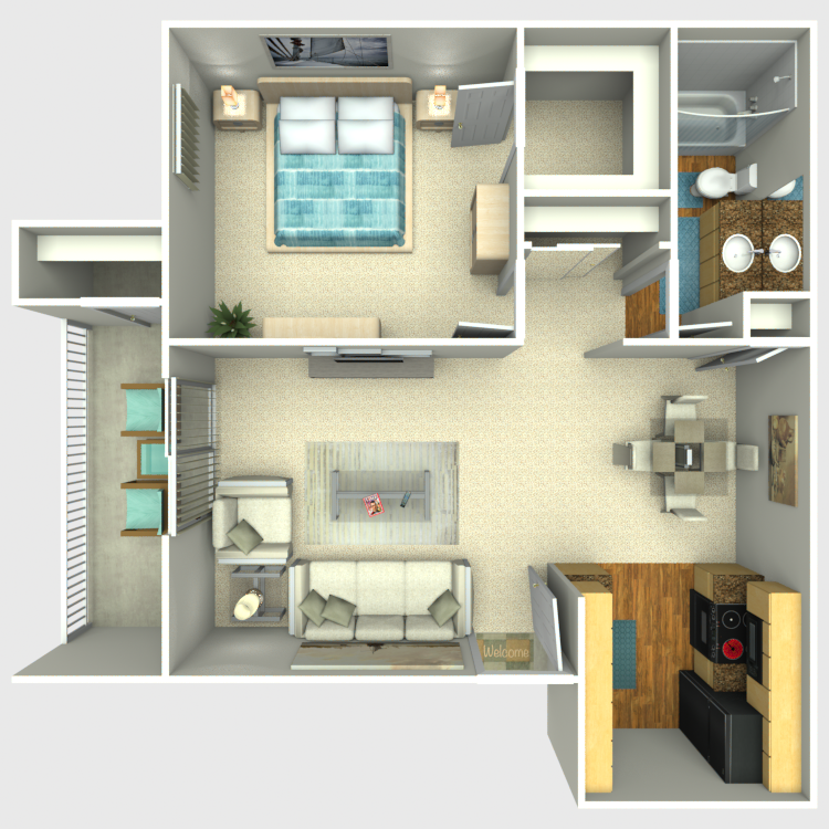 Floor plan image of 1 Bed 1 Bath D