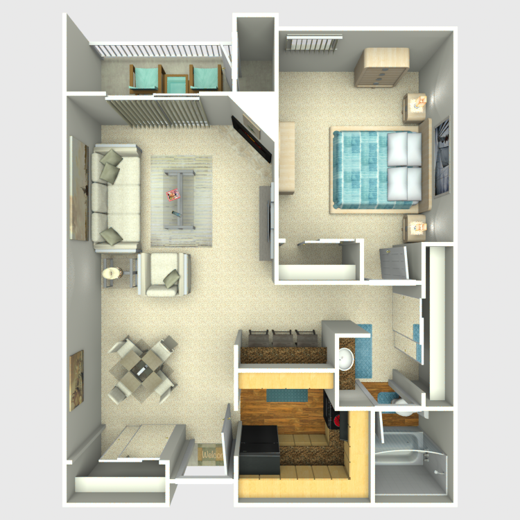 Floor plan image of 1 Bed 1 Bath E