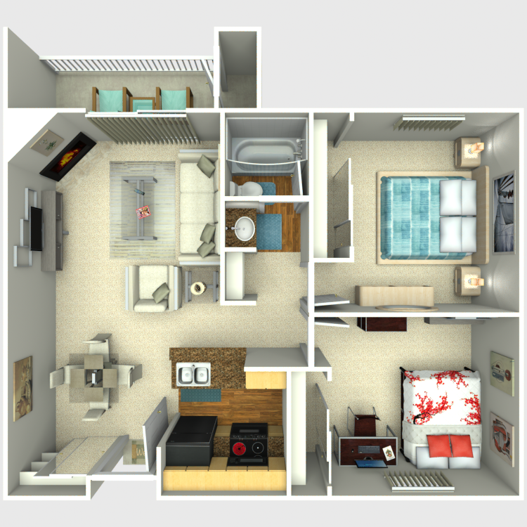 Floor plan image of 2 Bed 1 Bath A