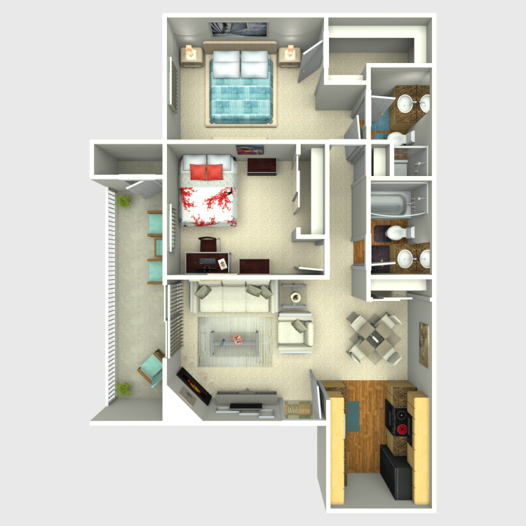 Floor plan image of 2 Bed 2 Bath B