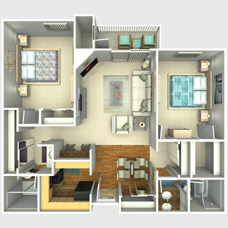Floor plan image of 2 Bed 2 Bath C