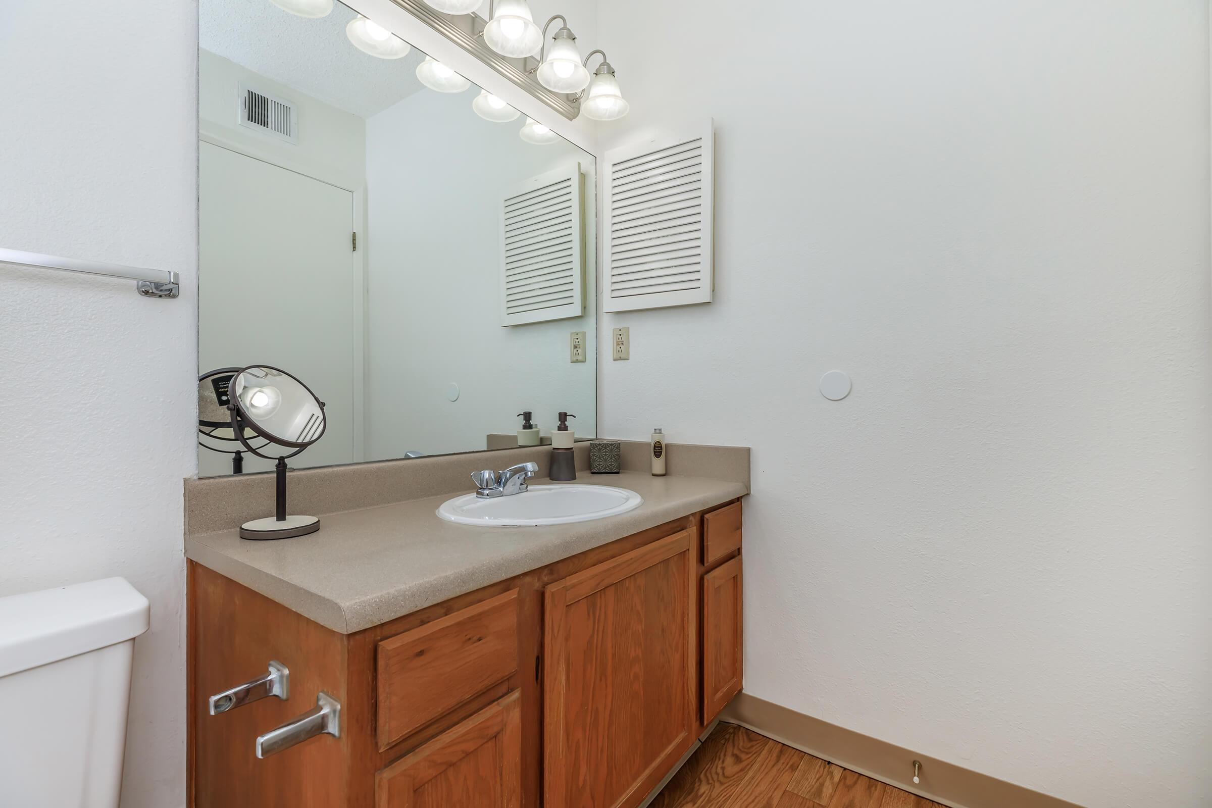 bathroom with wooden floors