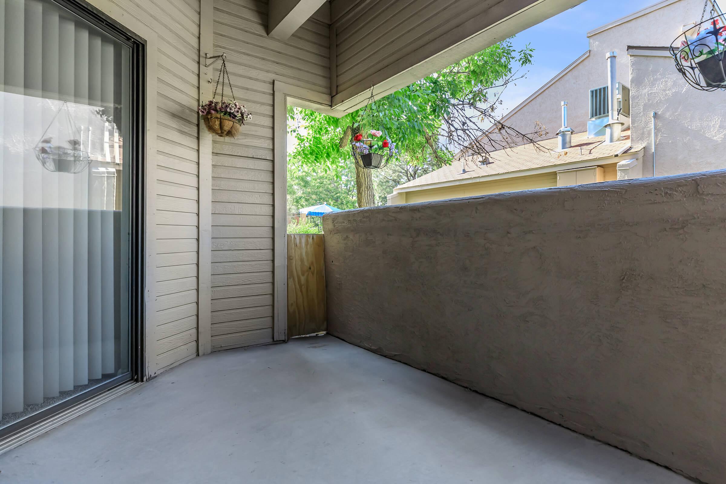 patio with sliding glass doors