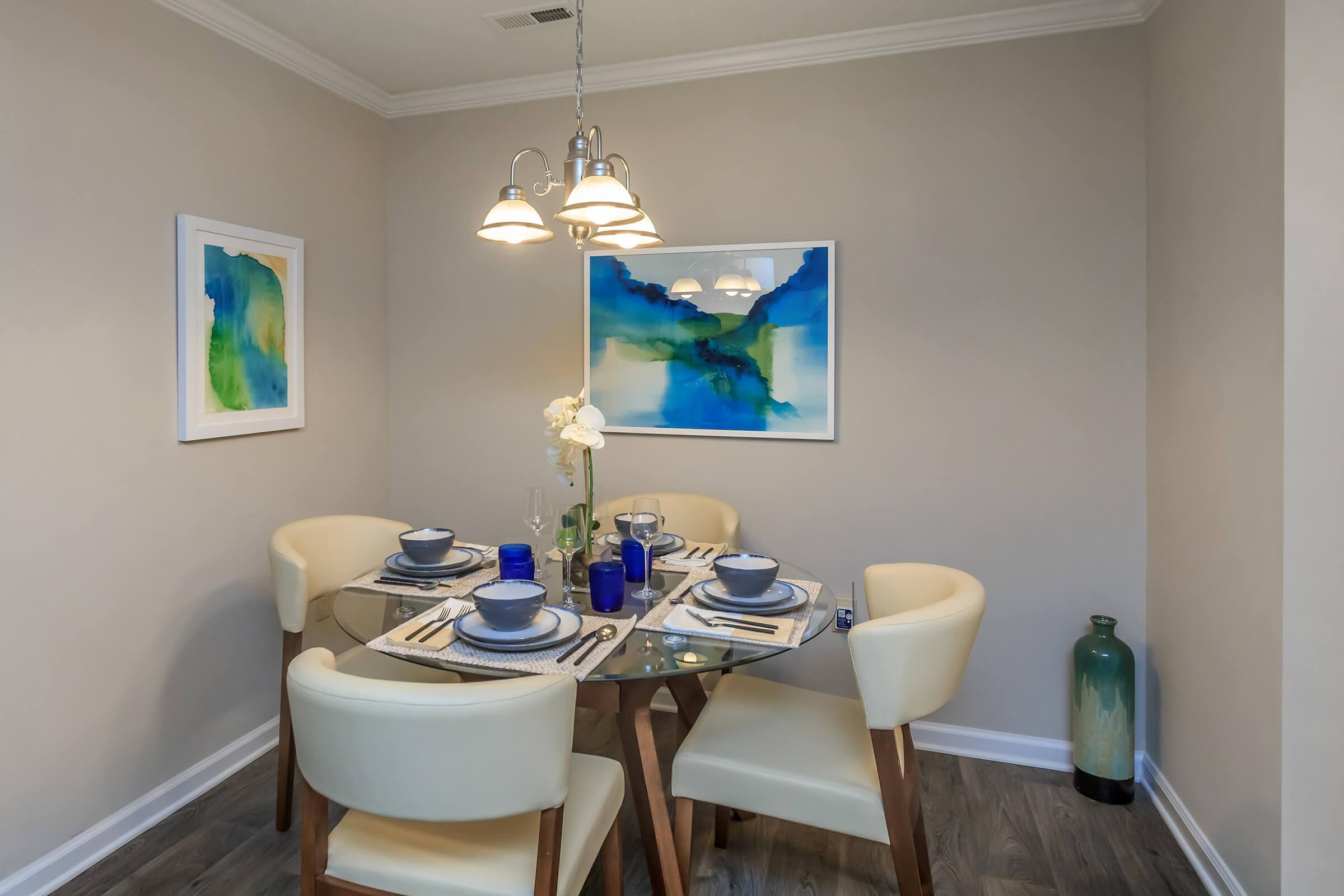 Dining Room with Wood-Style Vinyl Flooring + Ashley Oaks Apartments + San Antonio + Texas