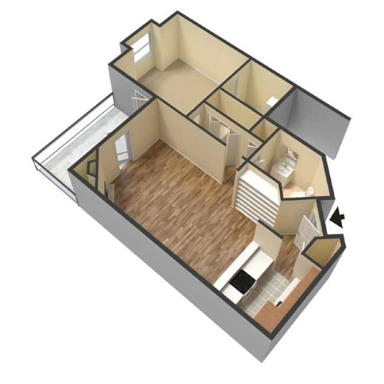 Floor plan image of 1x1