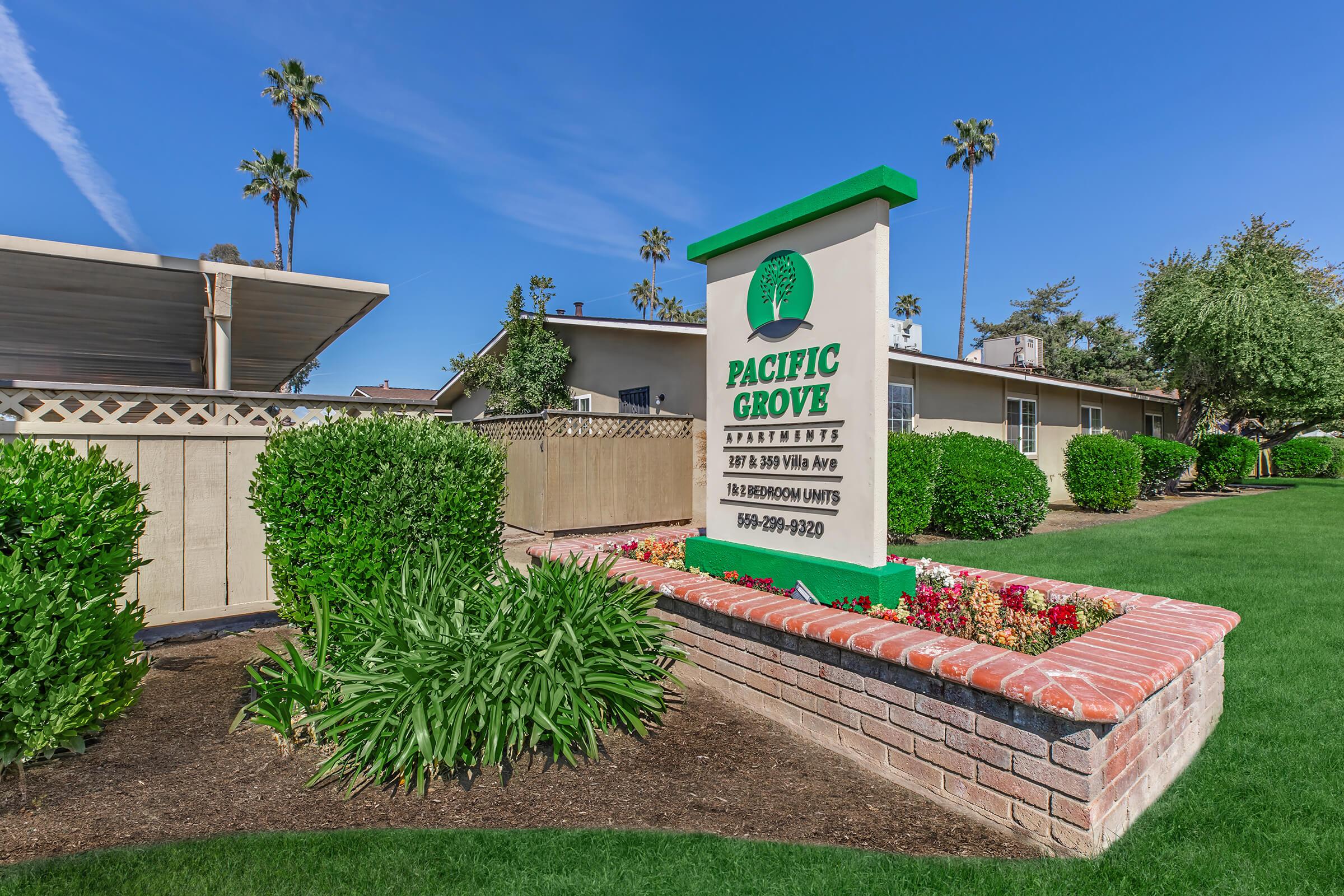 a garden in front of a building