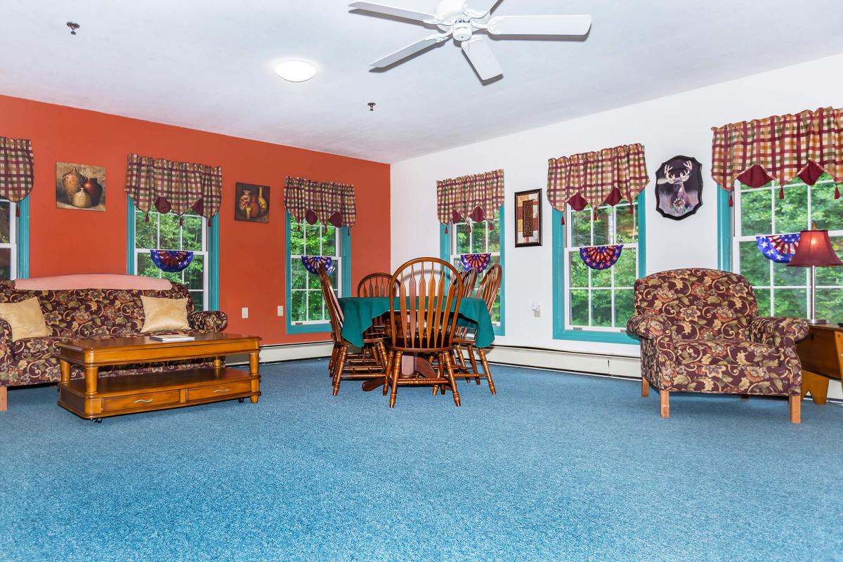 a living room filled with furniture and a fire place