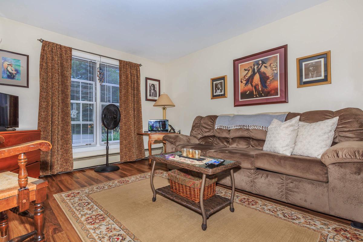 a living room filled with furniture and a fireplace