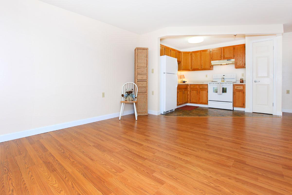 a room with a hard wood floor