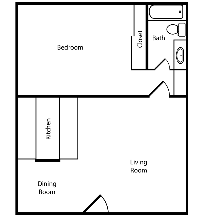 Floor plan image of One Bed One Bath