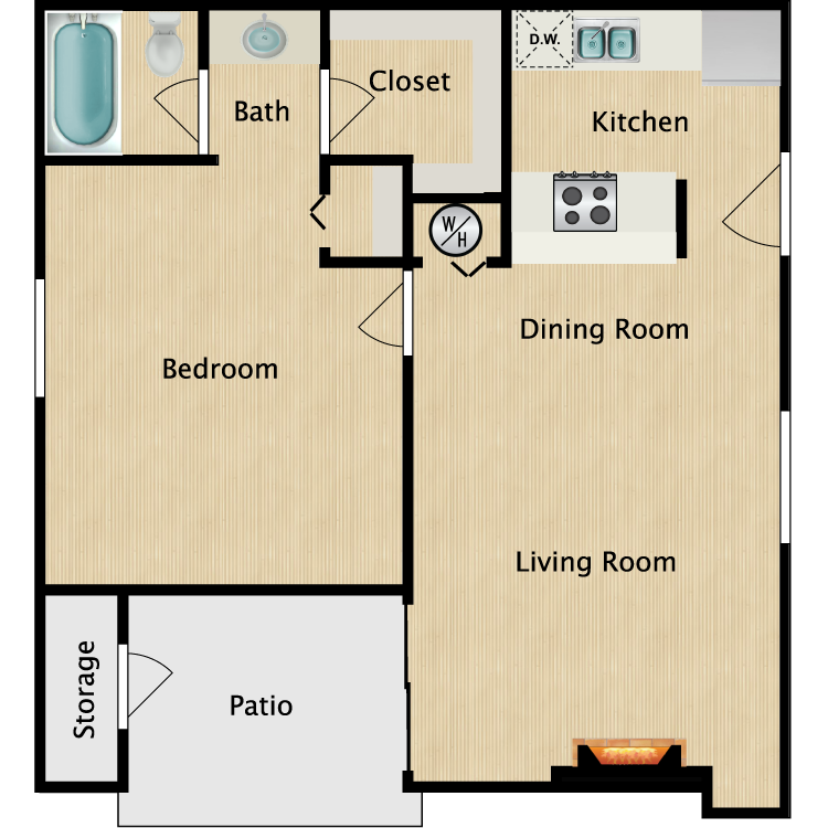 Floor plan image of A1R 1 Bed 1 Bath