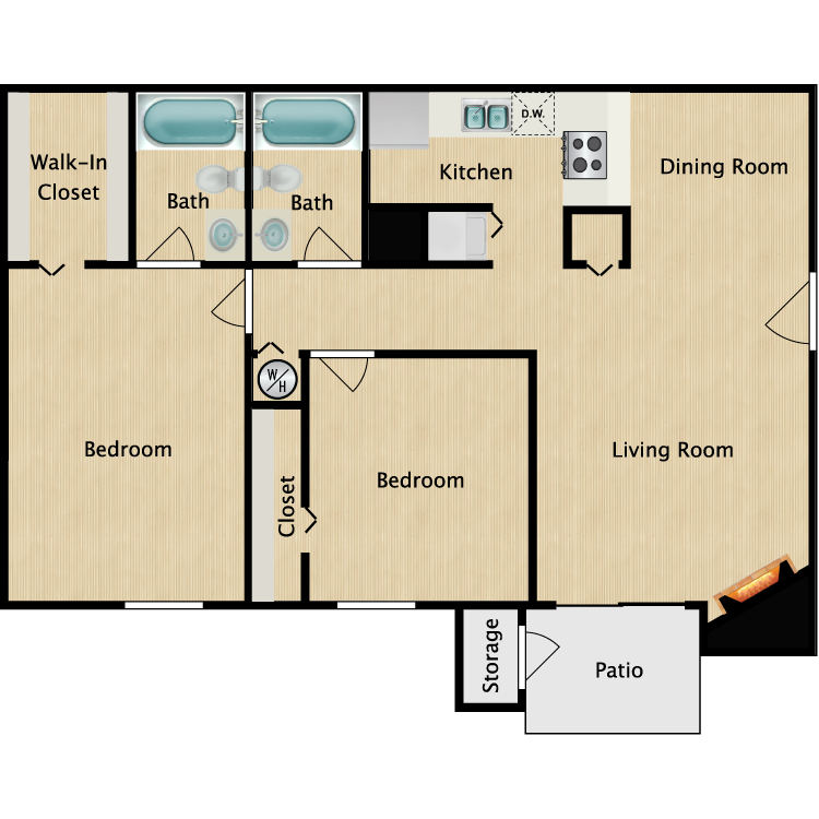 Floor plan image of B1R 2 Bed 2 Bath
