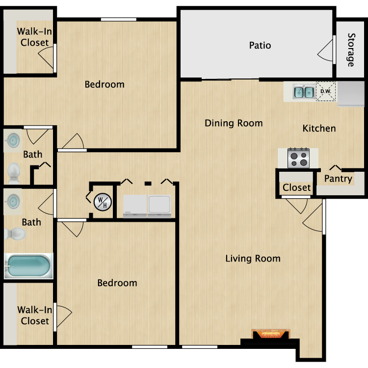 Floor plan image of B2R 2 Bed 2 Bath