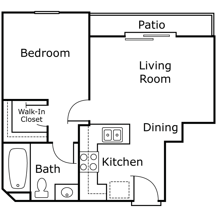 Lark, a 1 bedroom 1 bathroom floor plan.